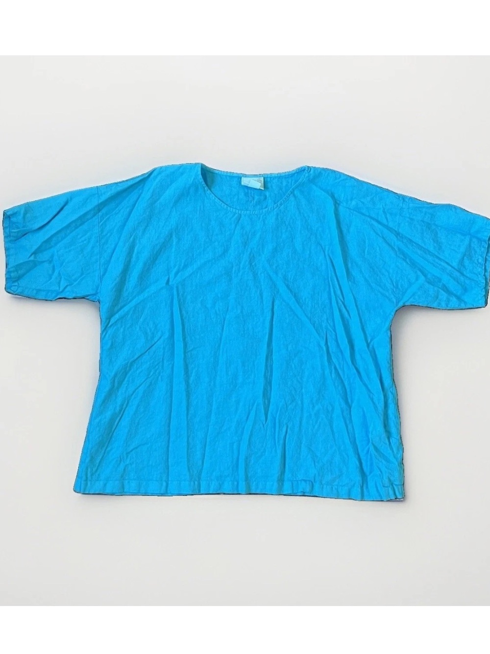 La Fixsun 100% Linen Aqua Blue Blouse Top Women’s Medium Oversized Boxy Fit